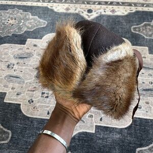 Vintage Brown Fur Trapper Hat